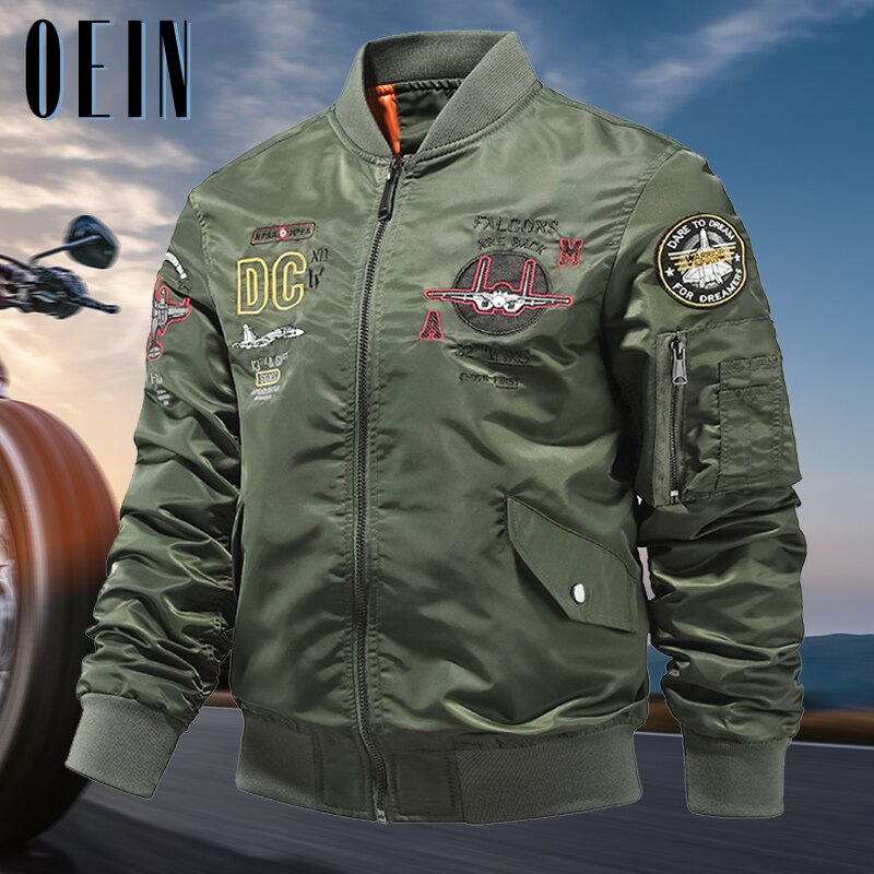 OEIN-브랜드 바머 자켓 남성 패션 파일럿 자켓, 2021 가을 방풍 코트 힙합 스트리트웨어 밀리터리 카고 자켓